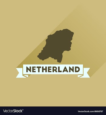 Flat icon with long shadow Netherlands map vector image