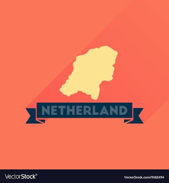 Flat icon with long shadow Netherlands map vector image