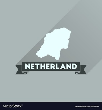 Flat icon with long shadow Netherlands map vector image