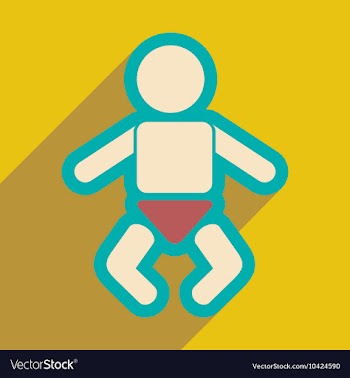 Flat icon with long shadow newborn baby vector image