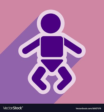 Flat icon with long shadow newborn baby vector image