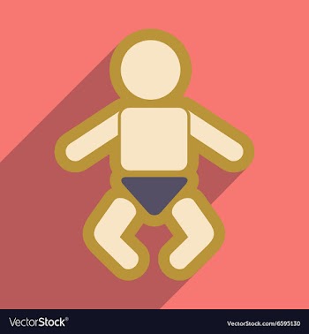 Flat icon with long shadow newborn baby vector image