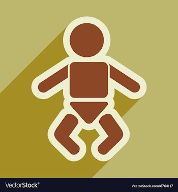 Flat icon with long shadow newborn baby vector image