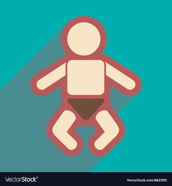 Flat icon with long shadow newborn baby vector image