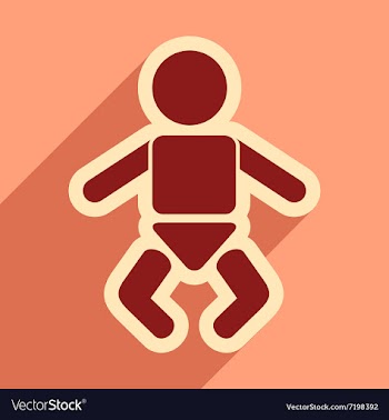 Flat icon with long shadow newborn baby vector image