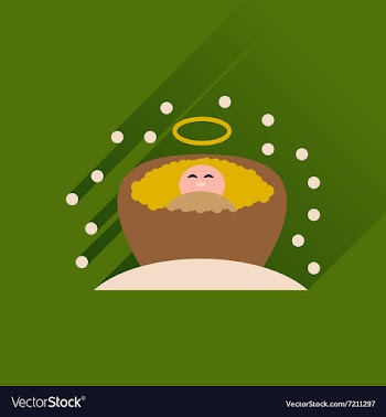 Flat icon with long shadow newborn Jesus Christ vector image