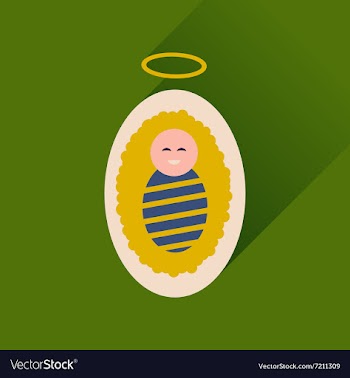 Flat icon with long shadow newborn Jesus Christ vector image