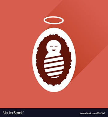 Flat icon with long shadow newborn Jesus Christ vector image