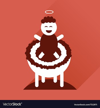 Flat icon with long shadow newborn Jesus Christ vector image