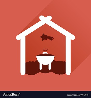Flat icon with long shadow newborn Jesus Christ vector image