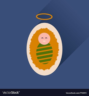 Flat icon with long shadow newborn Jesus Christ vector image