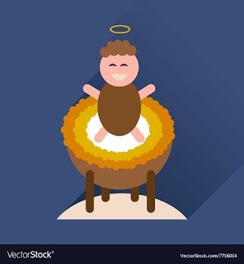 Flat icon with long shadow newborn Jesus Christ vector image