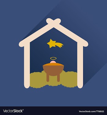 Flat icon with long shadow newborn Jesus Christ vector image