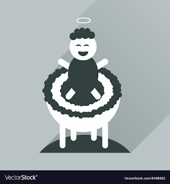 Flat icon with long shadow newborn Jesus Christ vector image