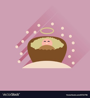 Flat icon with long shadow newborn Jesus Christ vector image
