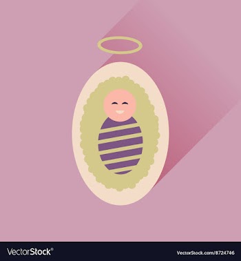 Flat icon with long shadow newborn Jesus Christ vector image