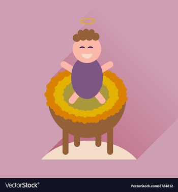 Flat icon with long shadow newborn Jesus Christ vector image