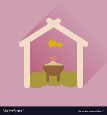 Flat icon with long shadow newborn Jesus Christ vector image