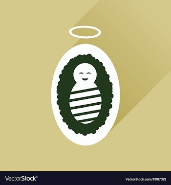 Flat icon with long shadow newborn Jesus Christ vector image