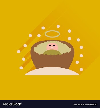 Flat icon with long shadow newborn Jesus Christ vector image