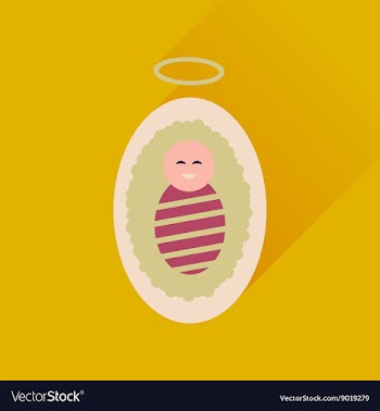 Flat icon with long shadow newborn Jesus Christ vector image