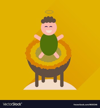 Flat icon with long shadow newborn Jesus Christ vector image