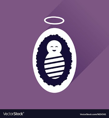 Flat icon with long shadow newborn Jesus Christ vector image