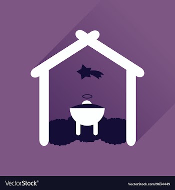 Flat icon with long shadow newborn Jesus Christ vector image