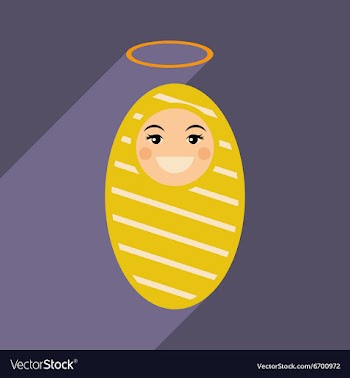 Flat icon with long shadow newborn Jesus vector image
