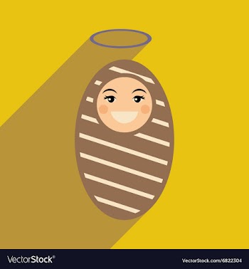 Flat icon with long shadow newborn Jesus vector image