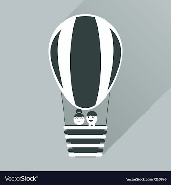 Flat icon with long shadow newlyweds in balloon vector image