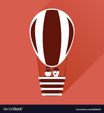 Flat icon with long shadow newlyweds in balloon vector image