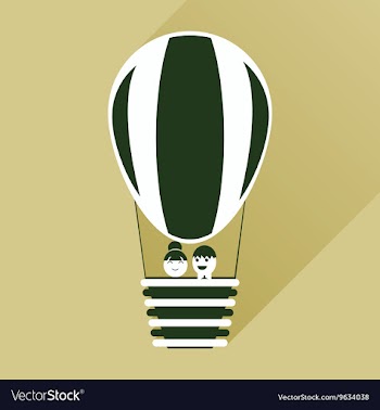 Flat icon with long shadow newlyweds in balloon vector image