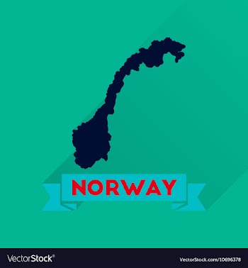 Flat icon with long shadow Norway map vector image