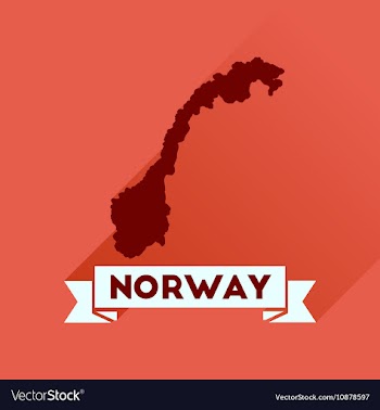 Flat icon with long shadow Norway map vector image