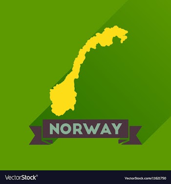 Flat icon with long shadow Norway map vector image