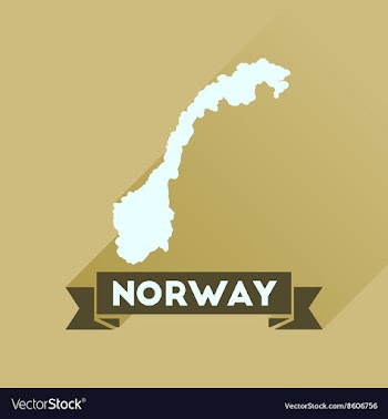 Flat icon with long shadow Norway map vector image