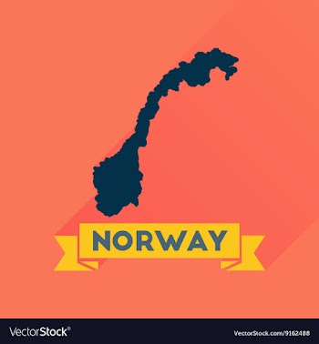 Flat icon with long shadow Norway map vector image