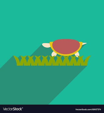 Flat icon with long shadow ocean turtle vector image