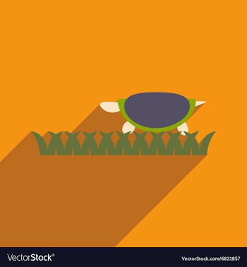 Flat icon with long shadow ocean turtle vector image