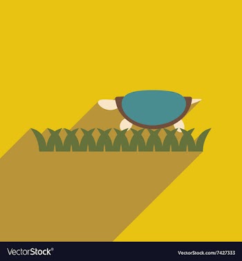 Flat icon with long shadow ocean turtle vector image