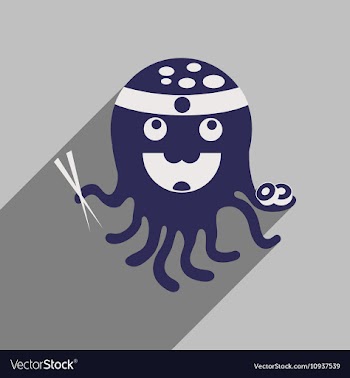 Flat icon with long shadow octopus sushi vector image