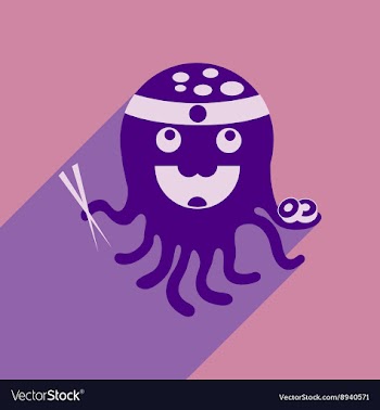 Flat icon with long shadow octopus sushi vector image