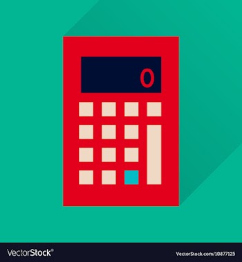 Flat icon with long shadow office calculator vector image
