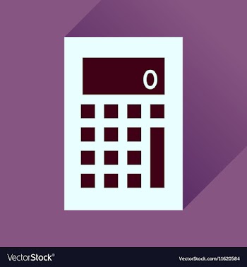 Flat icon with long shadow office calculator vector image