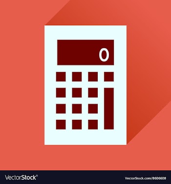 Flat icon with long shadow office calculator vector image