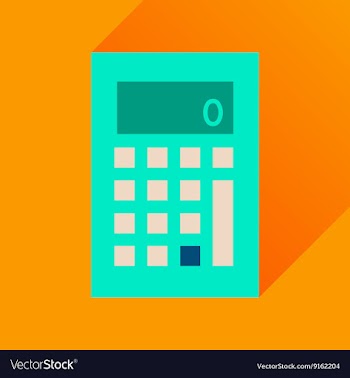 Flat icon with long shadow office calculator vector image