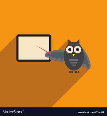 Flat icon with long shadow owl teacher vector image