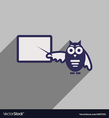 Flat icon with long shadow owl teacher vector image