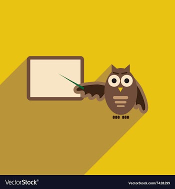 Flat icon with long shadow owl teacher vector image